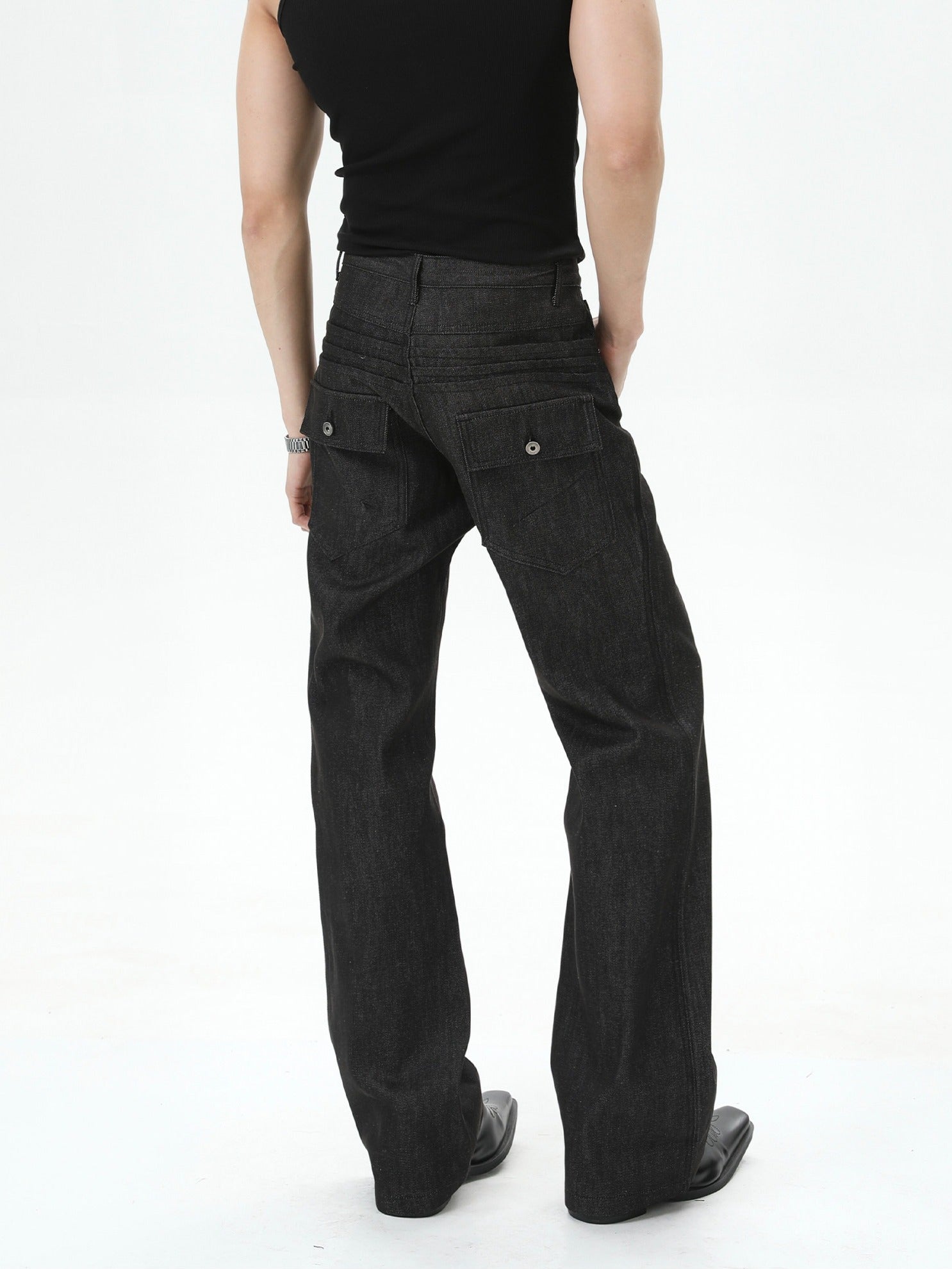 BNB Studs Rigid Texture Black Denim