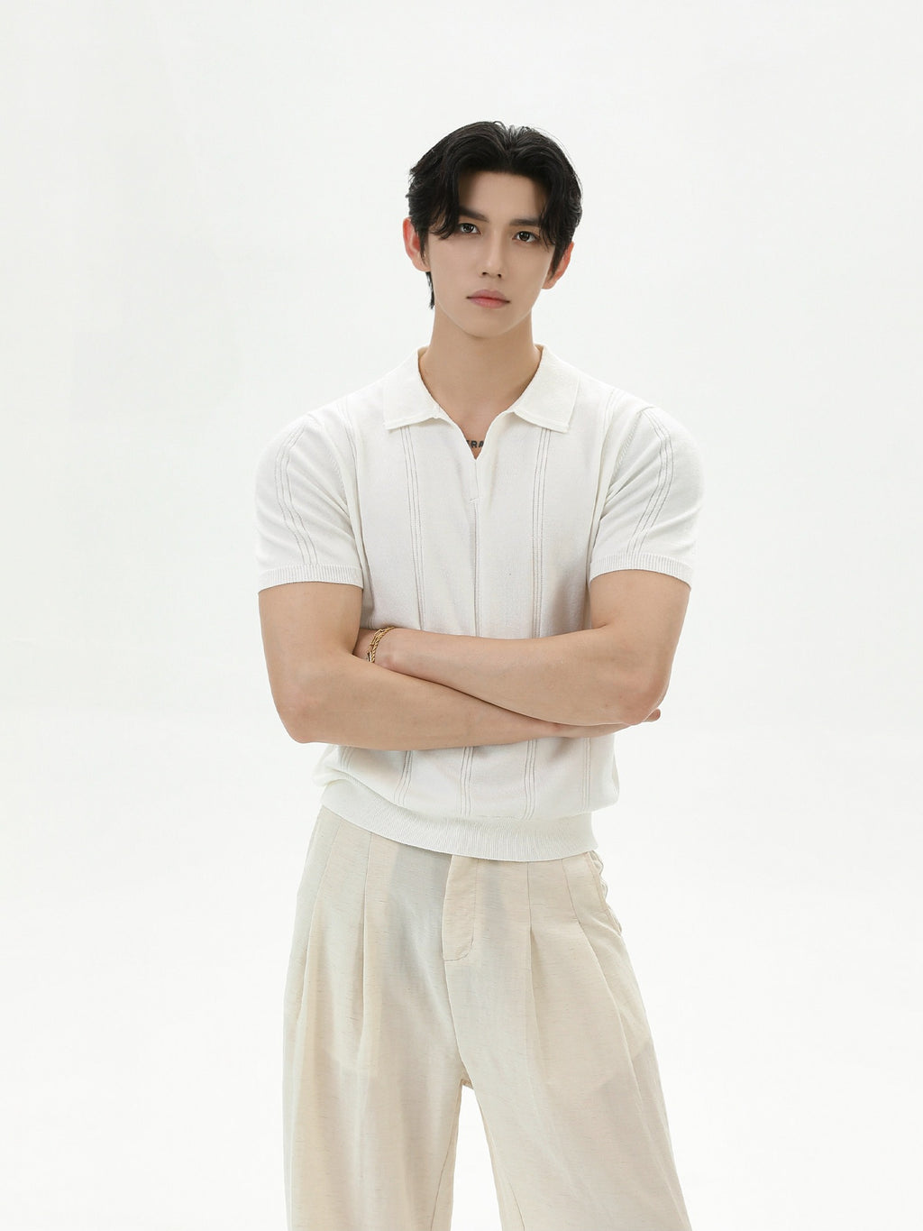 BNB Vertical-Stripe Knit Polo (2color)