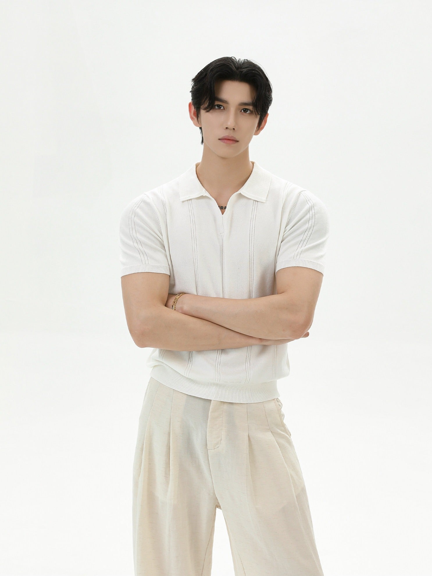 BNB Vertical-Stripe Knit Polo (2color)