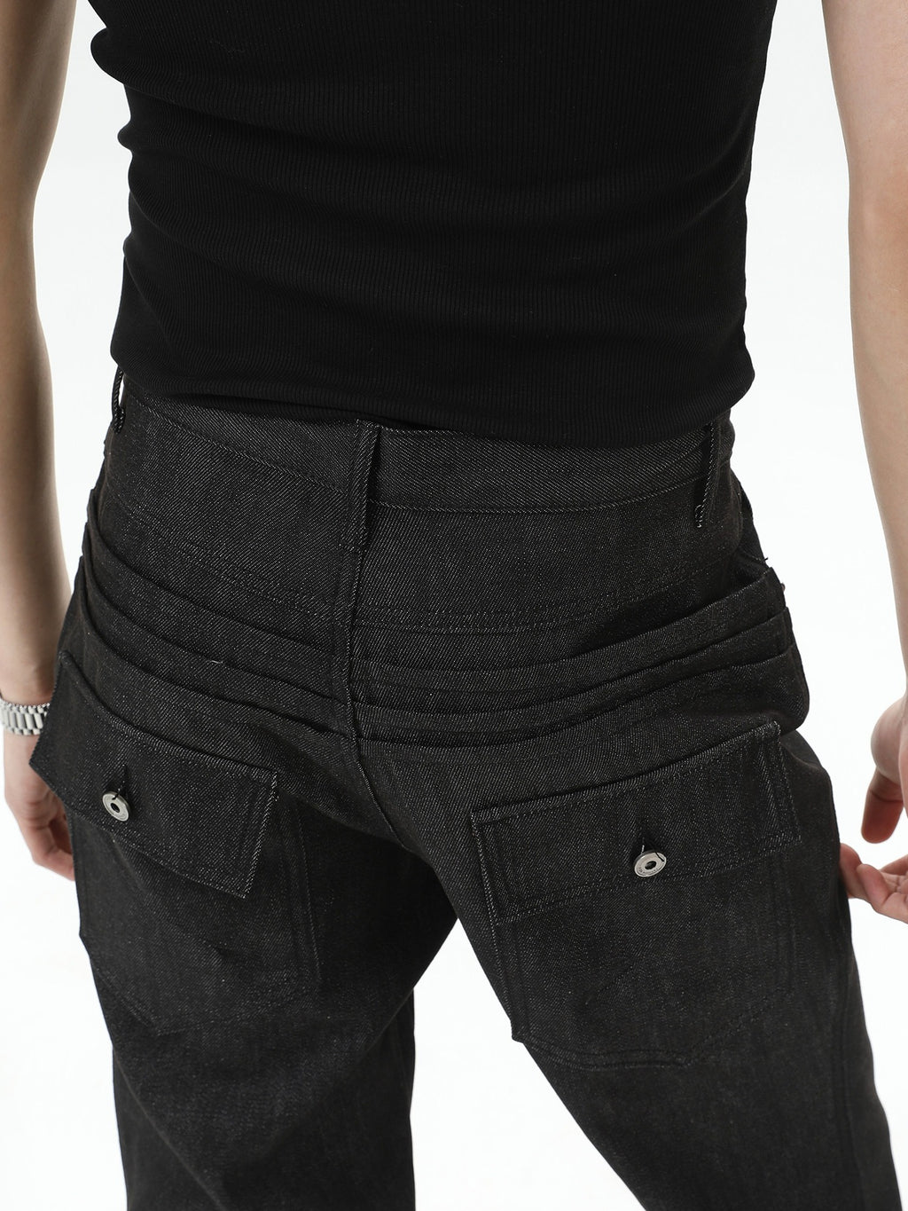 BNB Studs Rigid Texture Black Denim