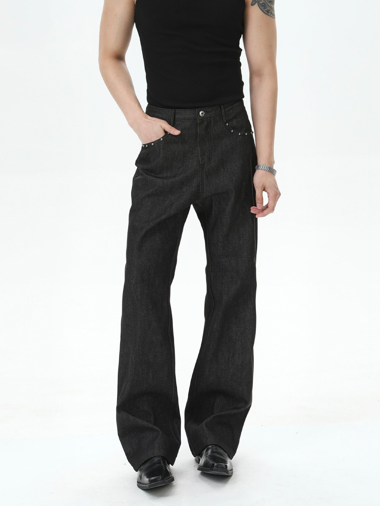 BNB Studs Rigid Texture Black Denim