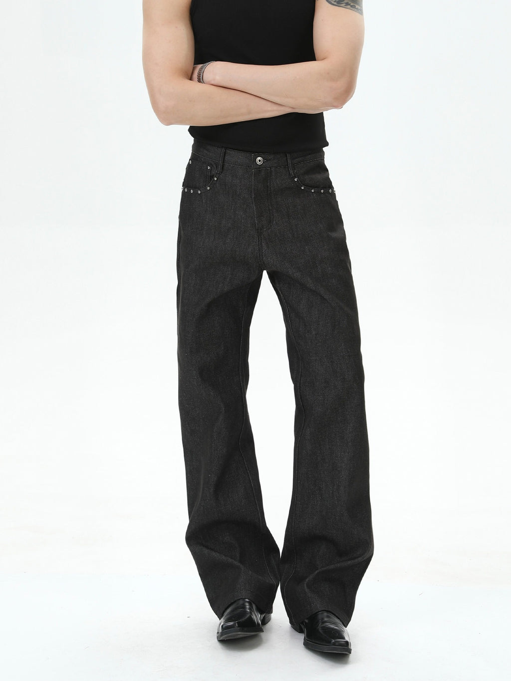 BNB Studs Rigid Texture Black Denim