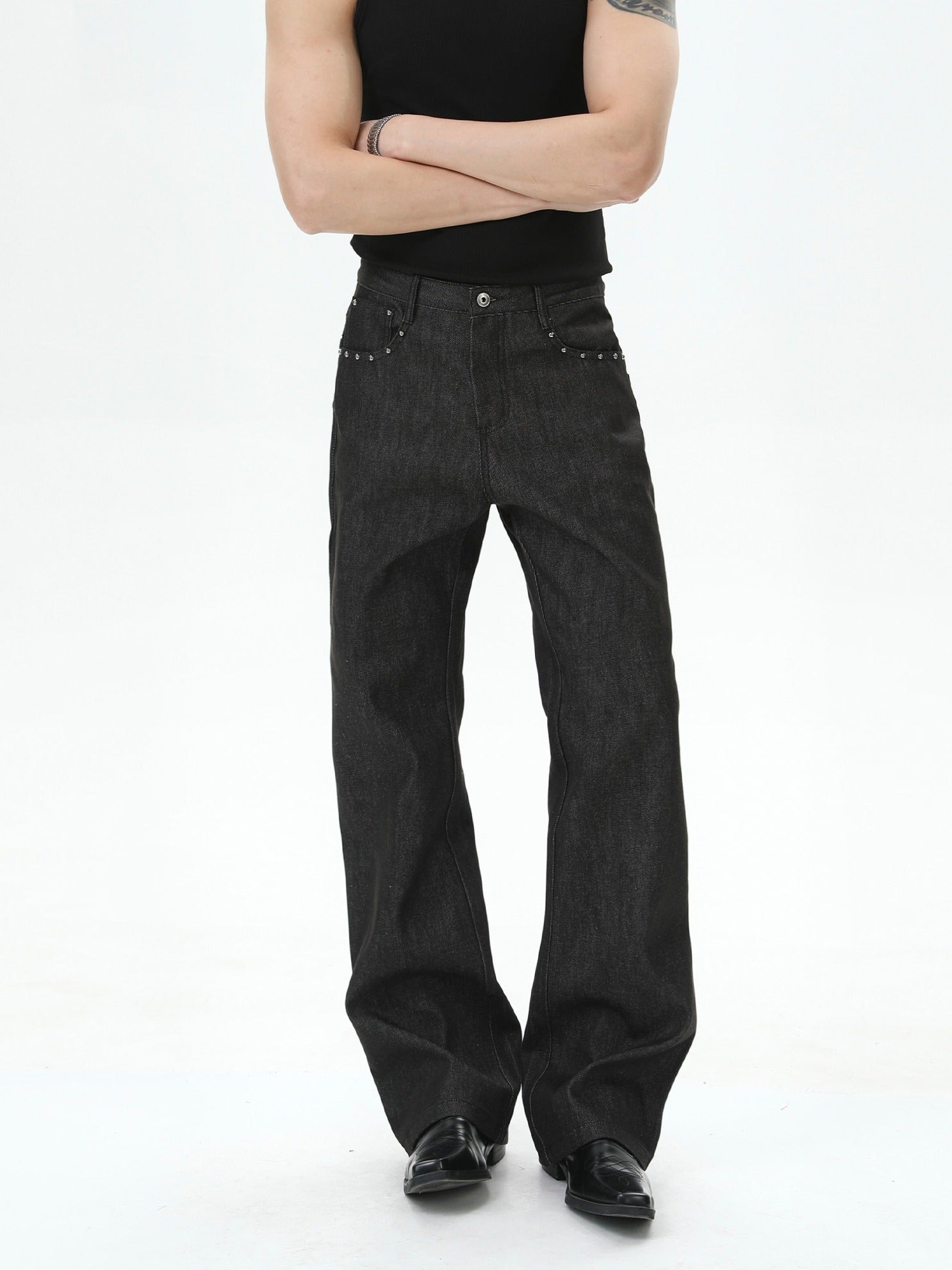 BNB Studs Rigid Texture Black Denim