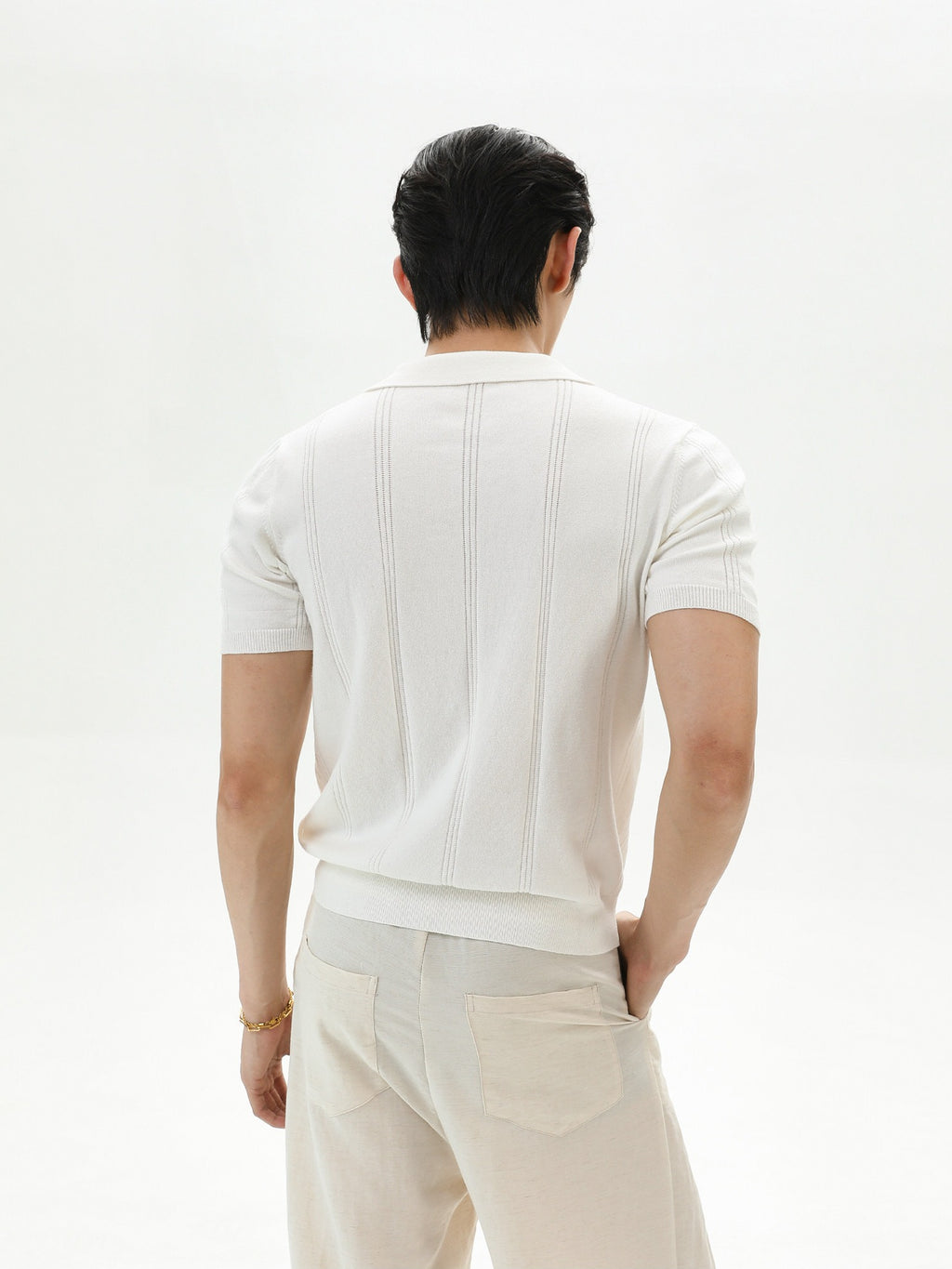 BNB Vertical-Stripe Knit Polo (2color)