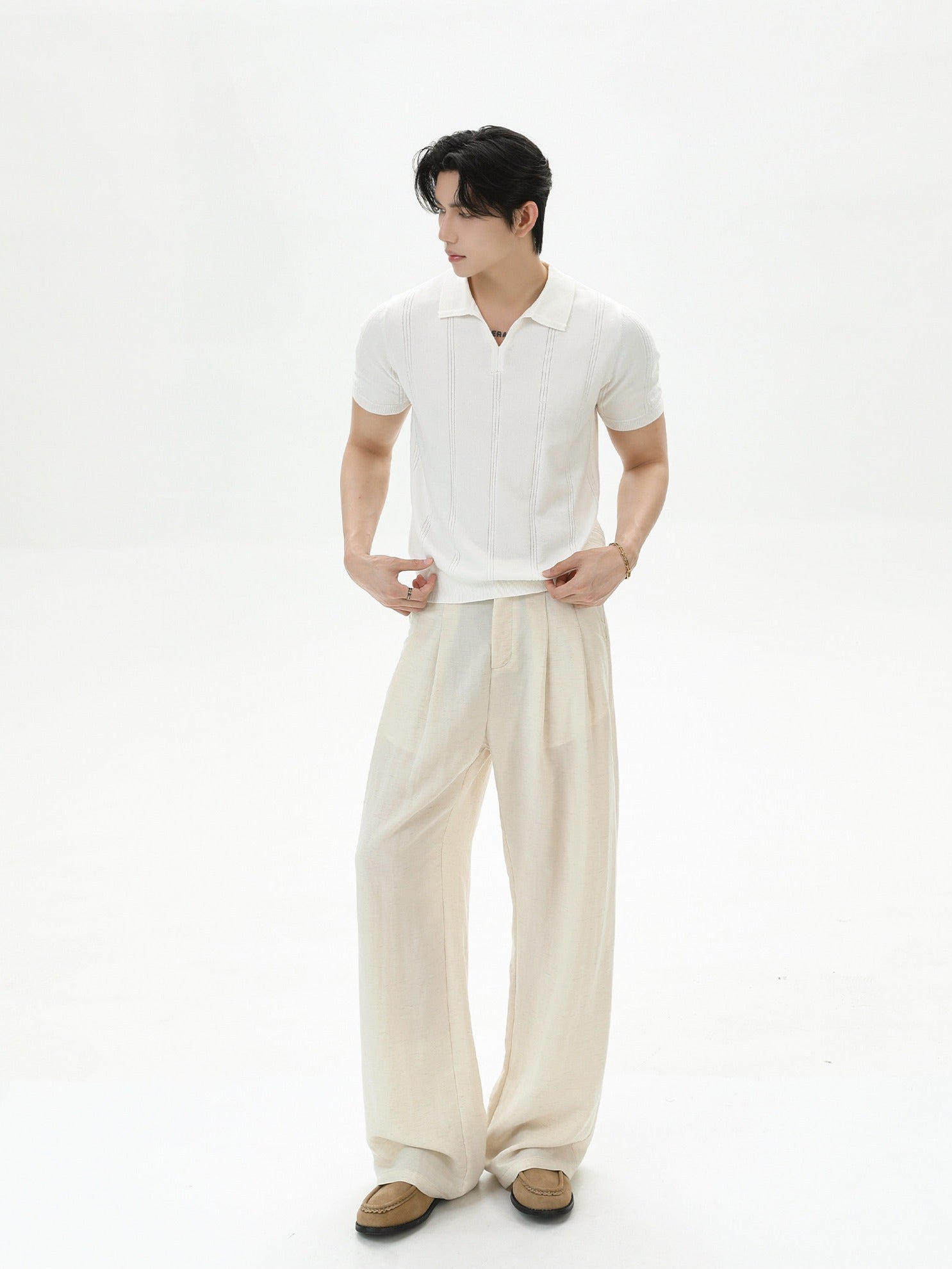 BNB Vertical-Stripe Knit Polo (2color)
