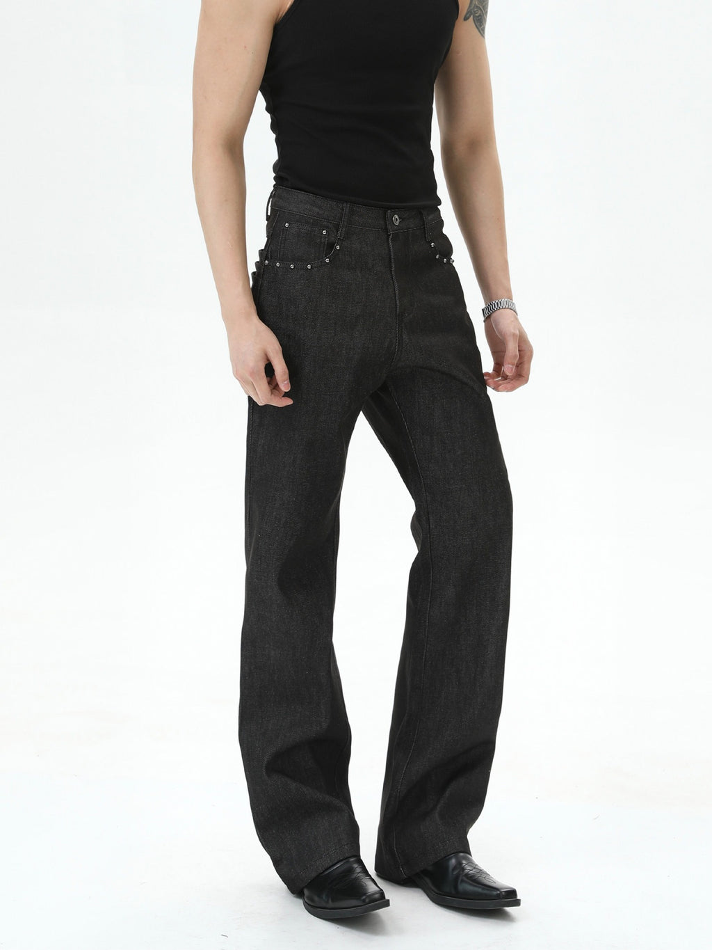 BNB Studs Rigid Texture Black Denim