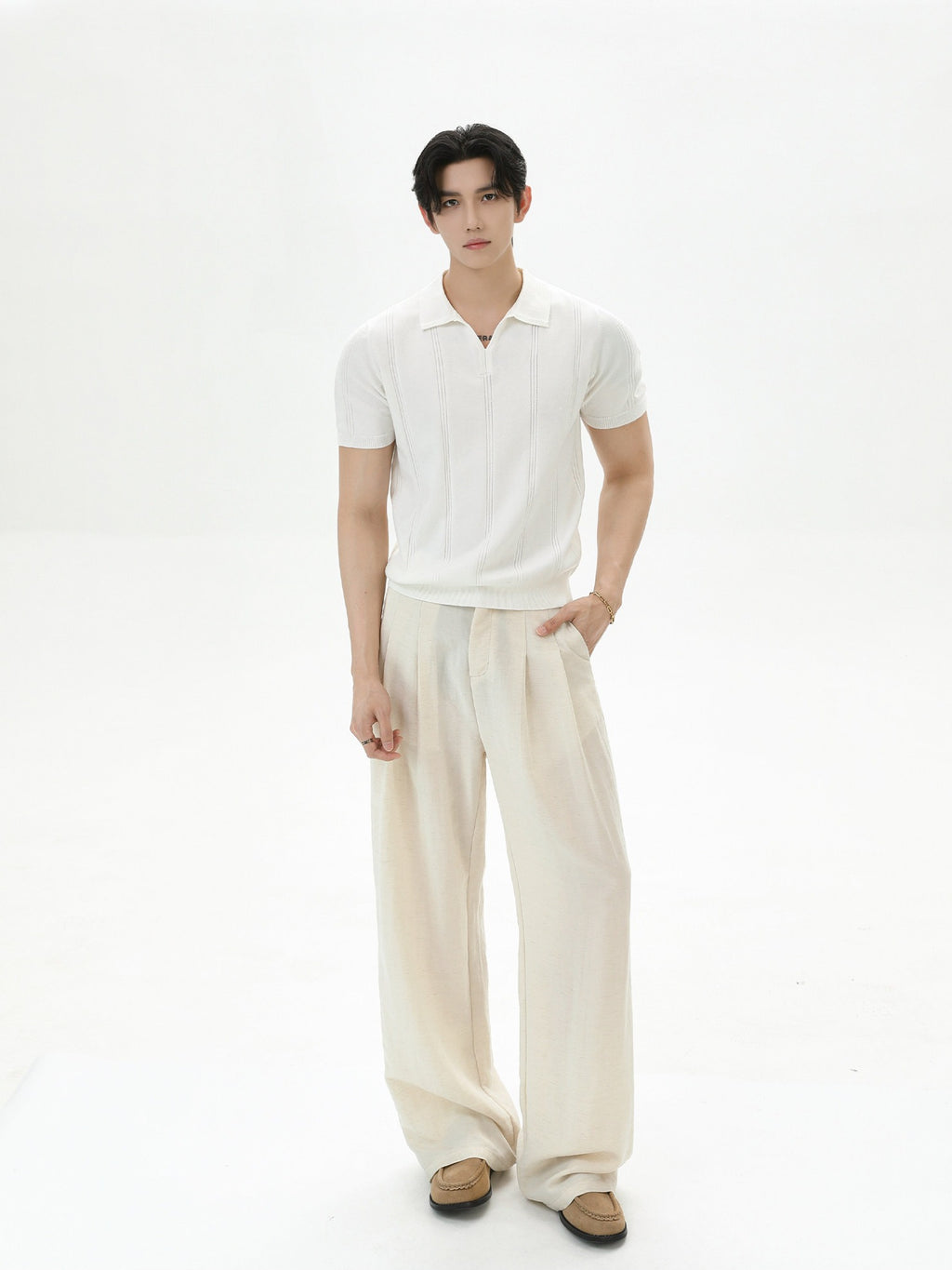 BNB Vertical-Stripe Knit Polo (2color)