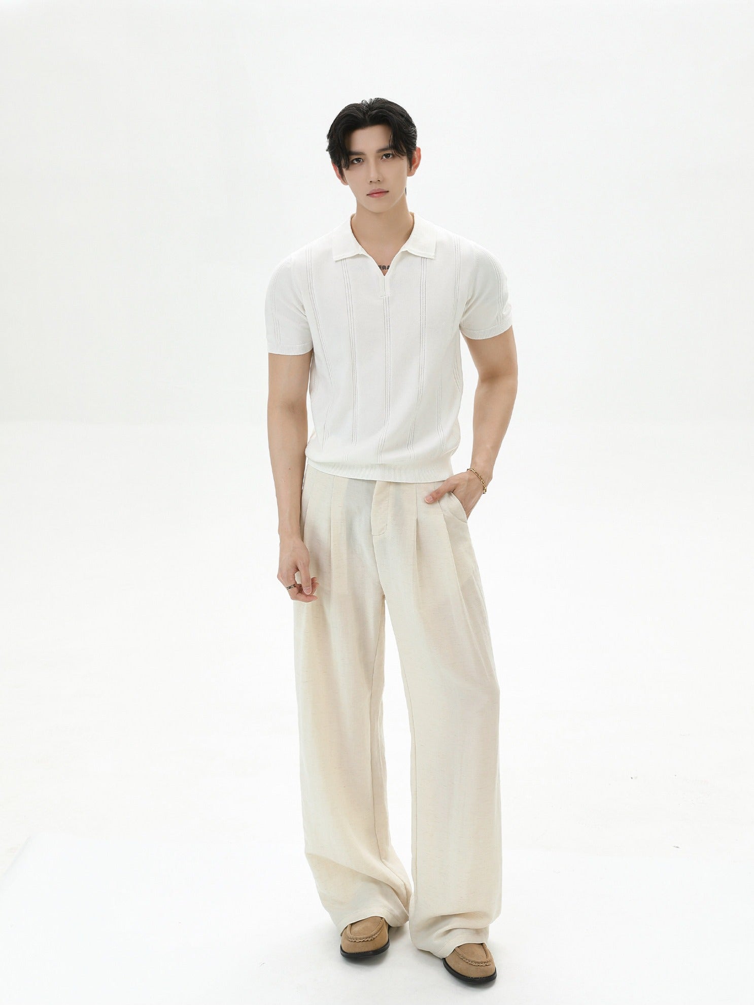 BNB Vertical-Stripe Knit Polo (2color)