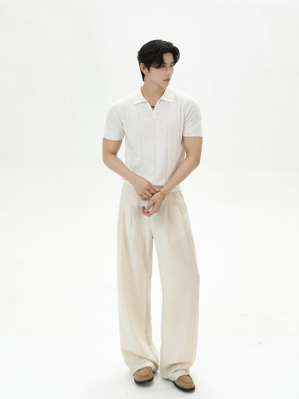 BNB Vertical-Stripe Knit Polo (2color)