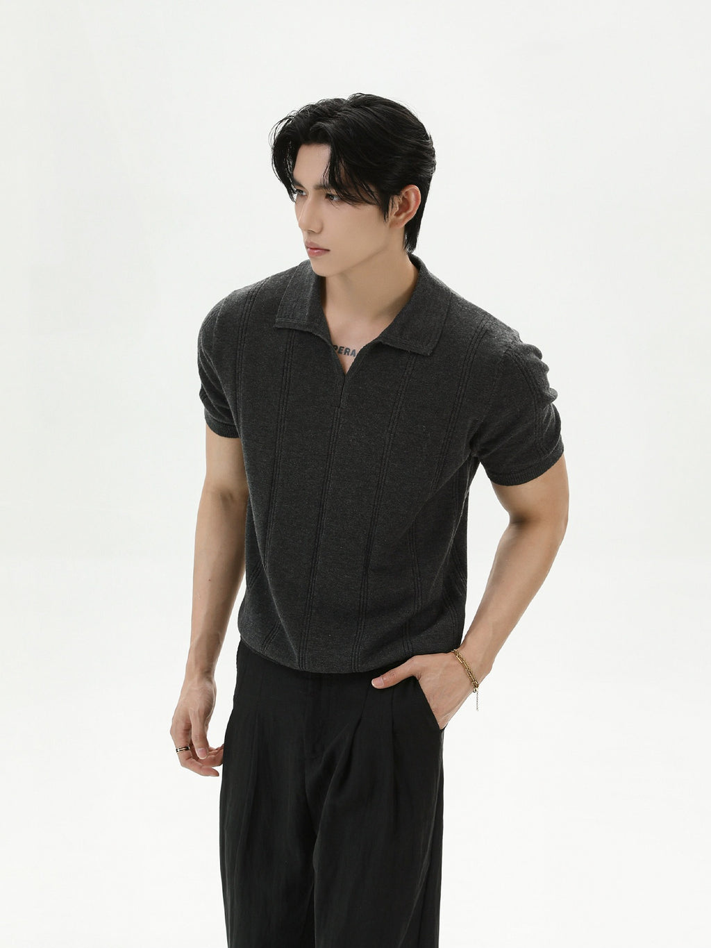 BNB Vertical-Stripe Knit Polo (2color)