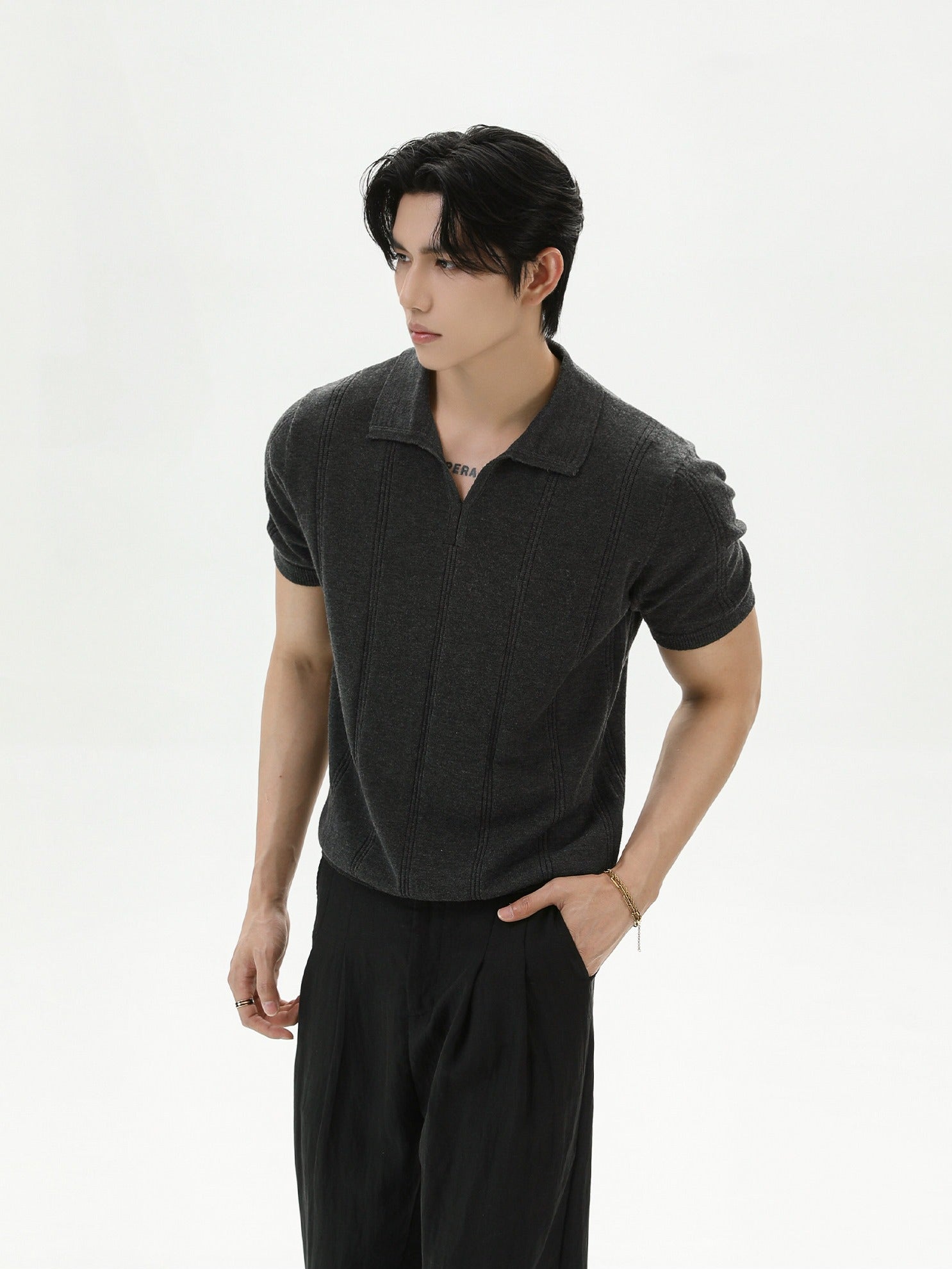 BNB Vertical-Stripe Knit Polo (2color)