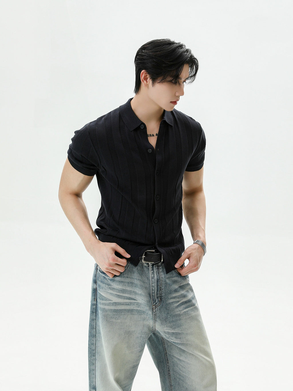 BNB Textured Knit Short Sleeve Shirt (3color)