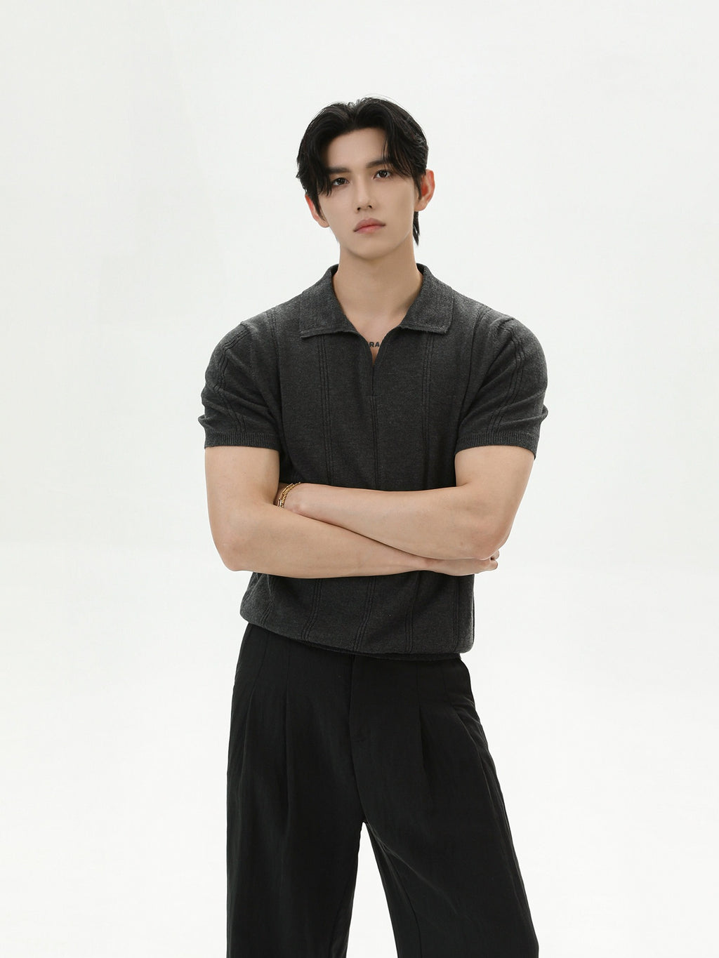 BNB Vertical-Stripe Knit Polo (2color)