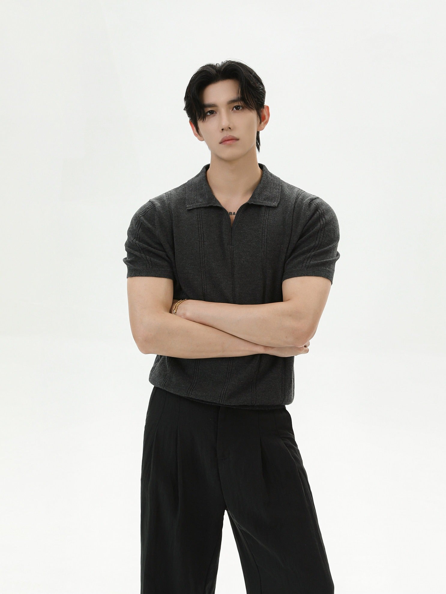 BNB Vertical-Stripe Knit Polo (2color)