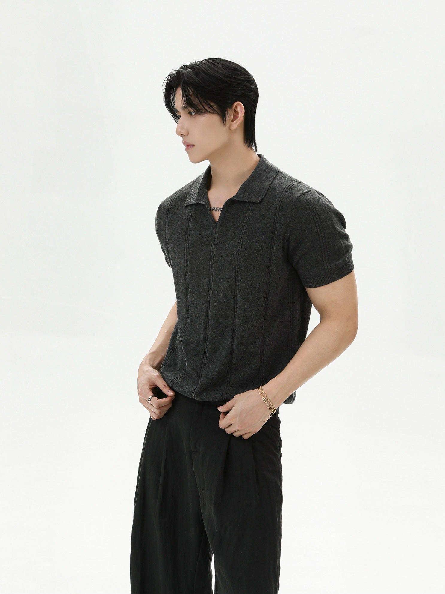 BNB Vertical-Stripe Knit Polo (2color)