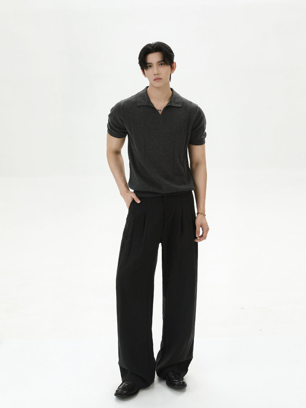 BNB Vertical-Stripe Knit Polo (2color)