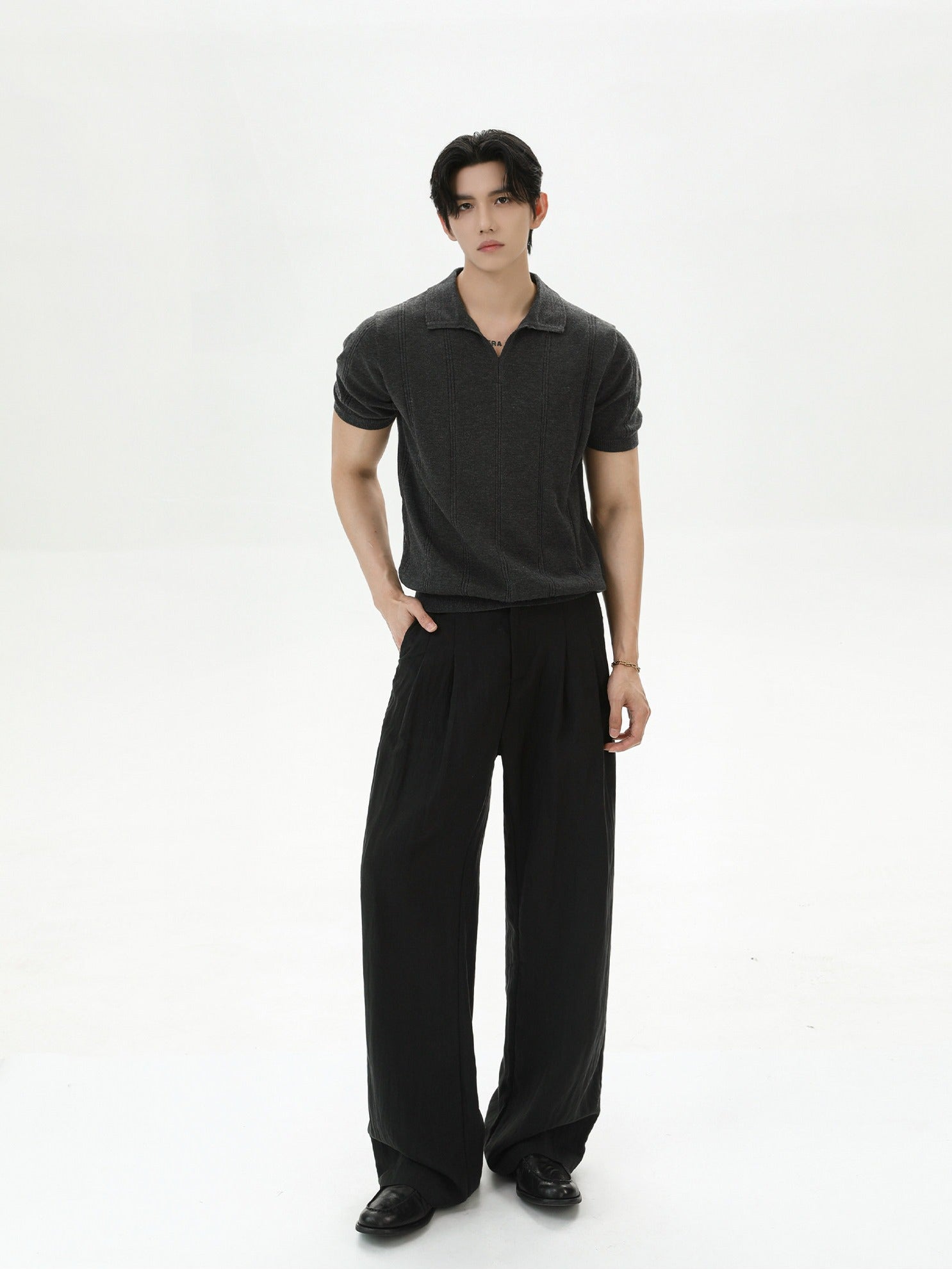 BNB Vertical-Stripe Knit Polo (2color)