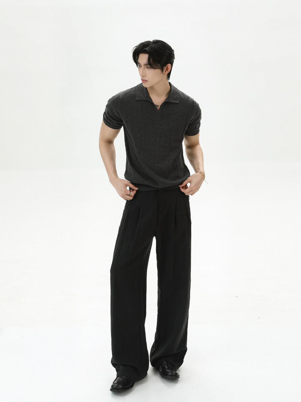 BNB Vertical-Stripe Knit Polo (2color)