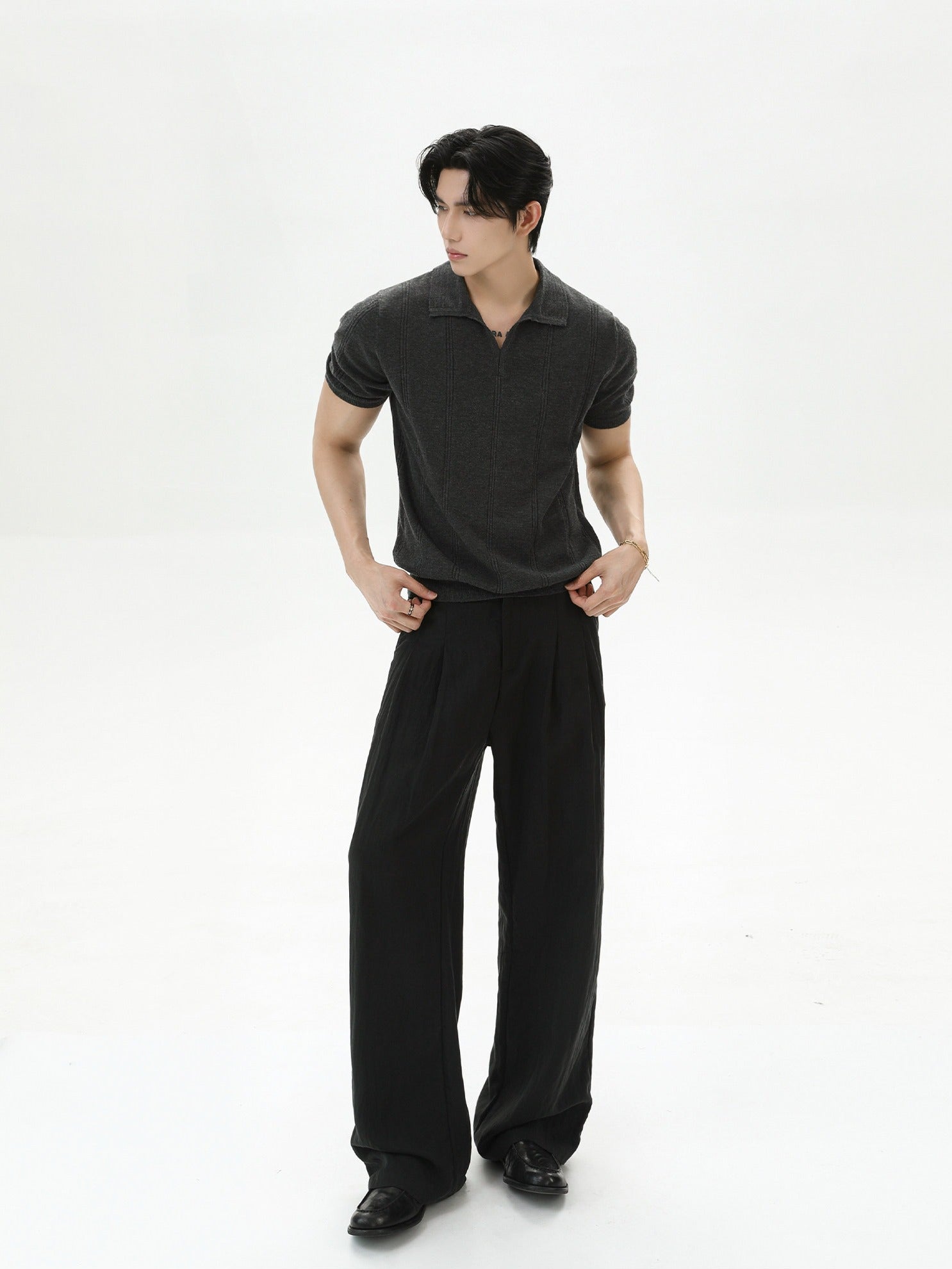 BNB Vertical-Stripe Knit Polo (2color)