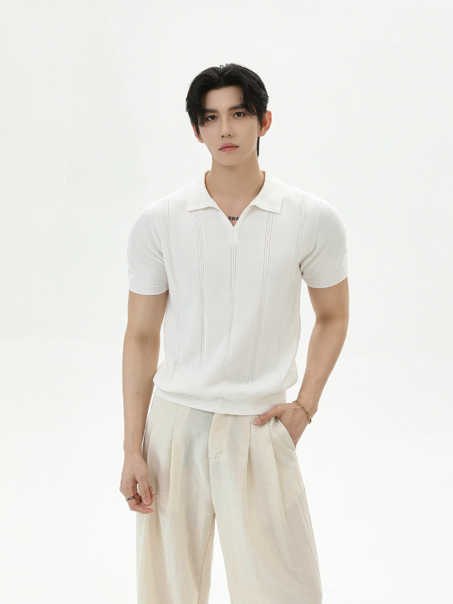 BNB Vertical-Stripe Knit Polo (2color)