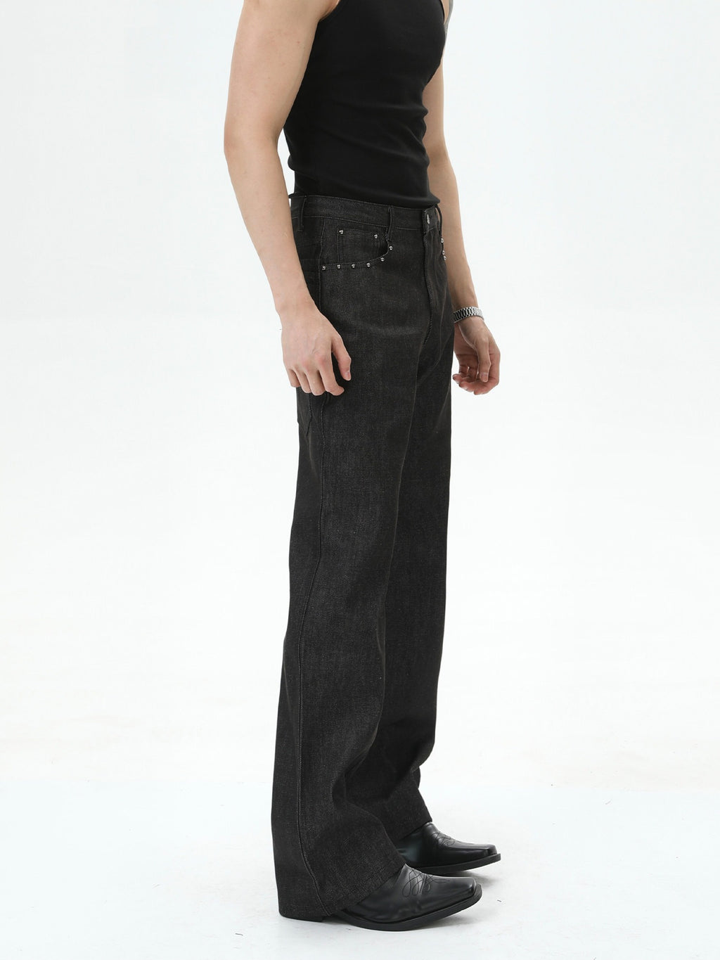 BNB Studs Rigid Texture Black Denim
