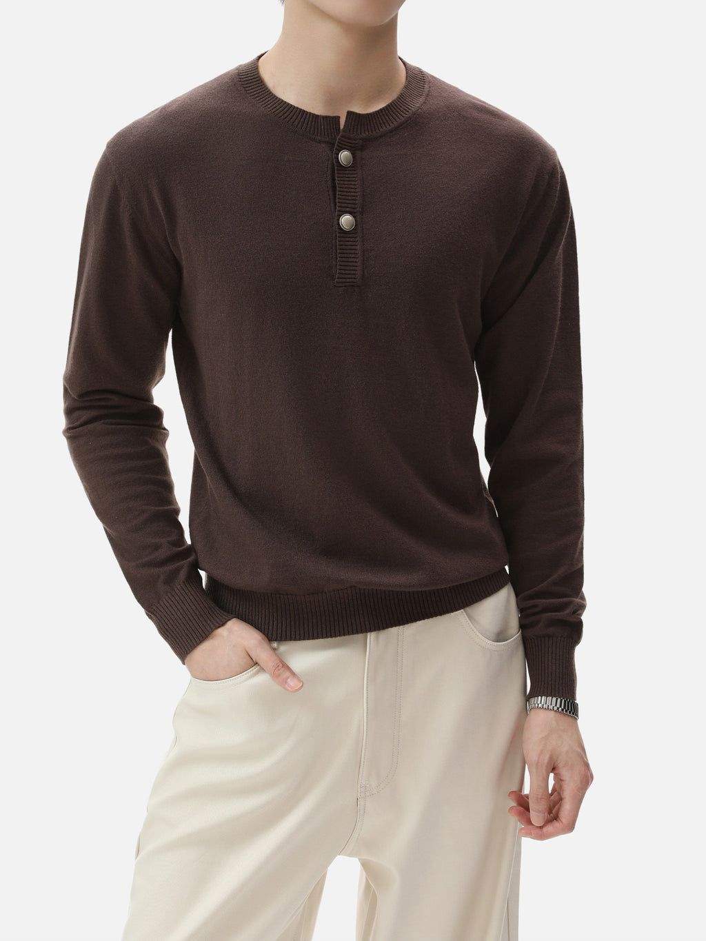 BNB Frame-Drape Knit Henley (3colors)