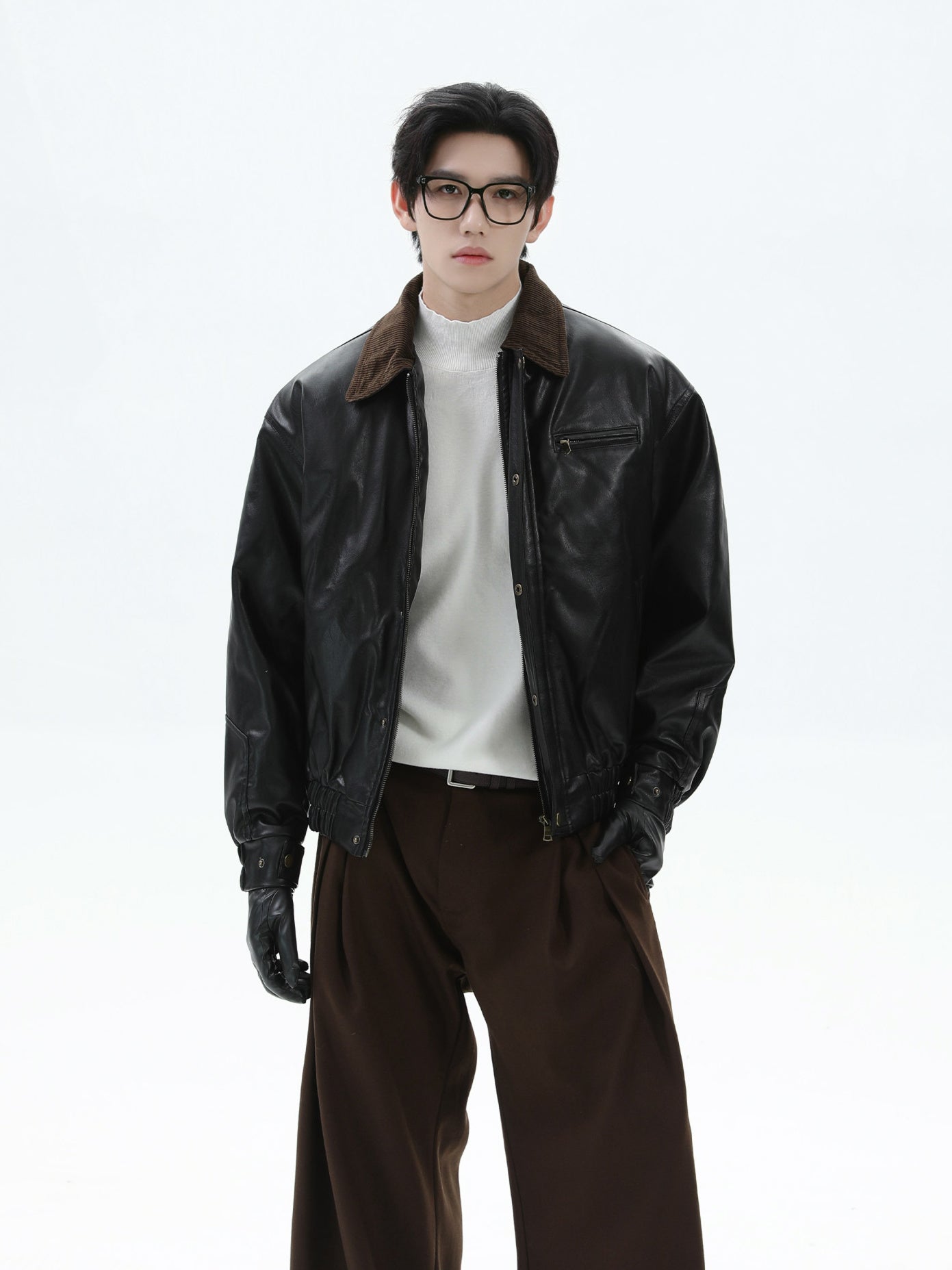 BNB Perfect Classic Leather Pilot Jacket