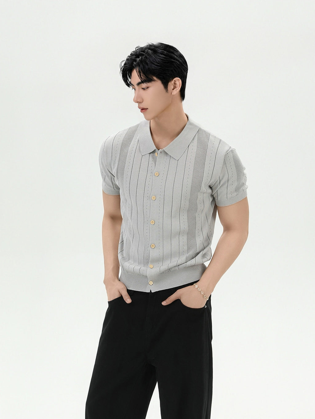 BNB Vertical Ribbed Knit Polo (3color)