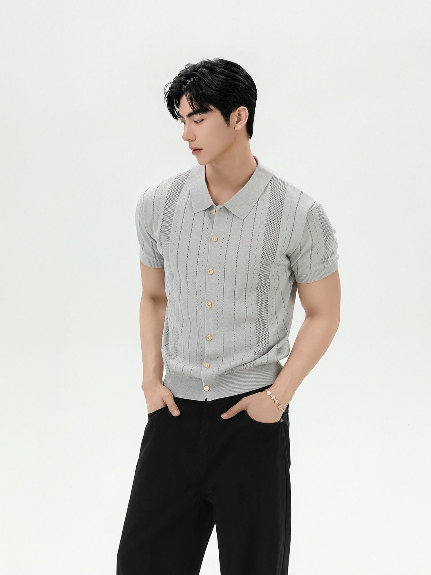 BNB Vertical Ribbed Knit Polo (3color)