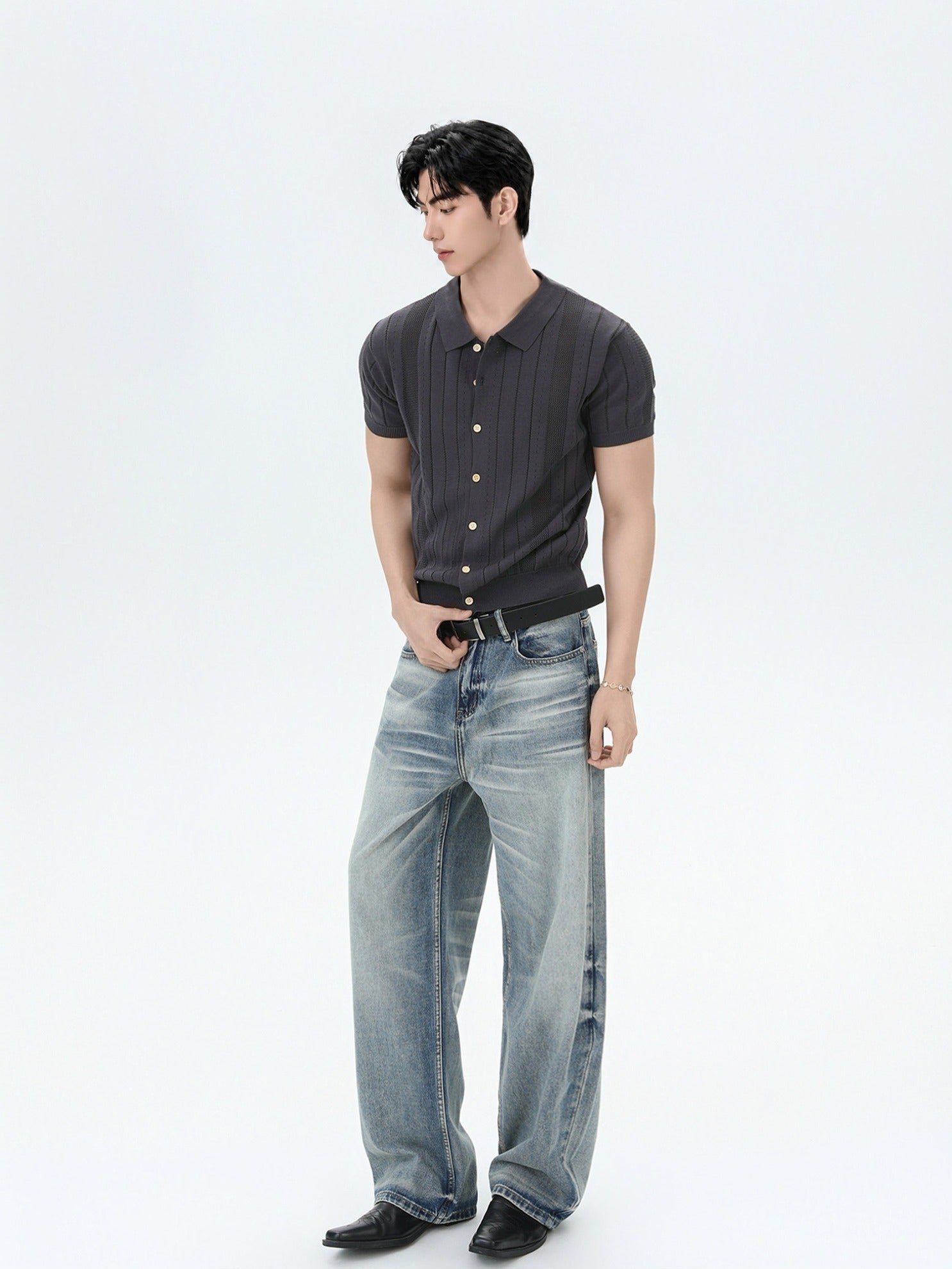 BNB Vertical Ribbed Knit Polo (3color)