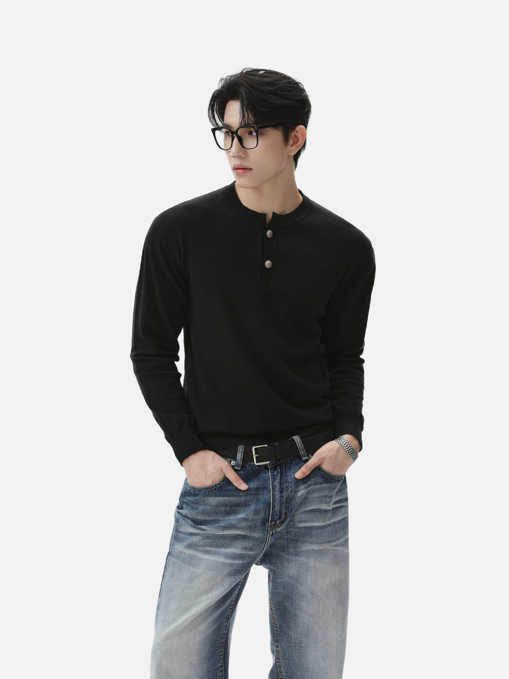 BNB Frame-Drape Knit Henley (3colors)