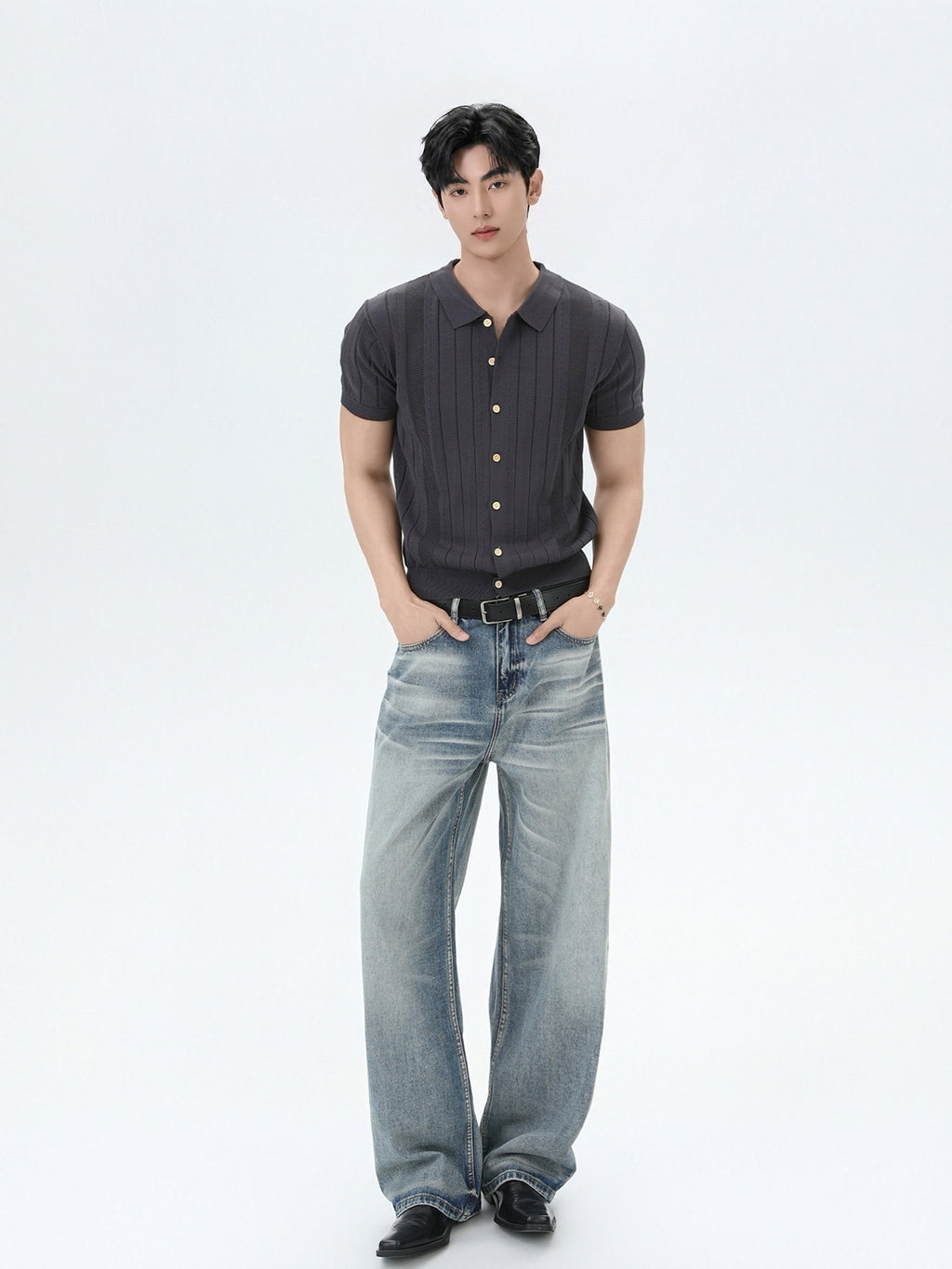 BNB Vertical Ribbed Knit Polo (3color)