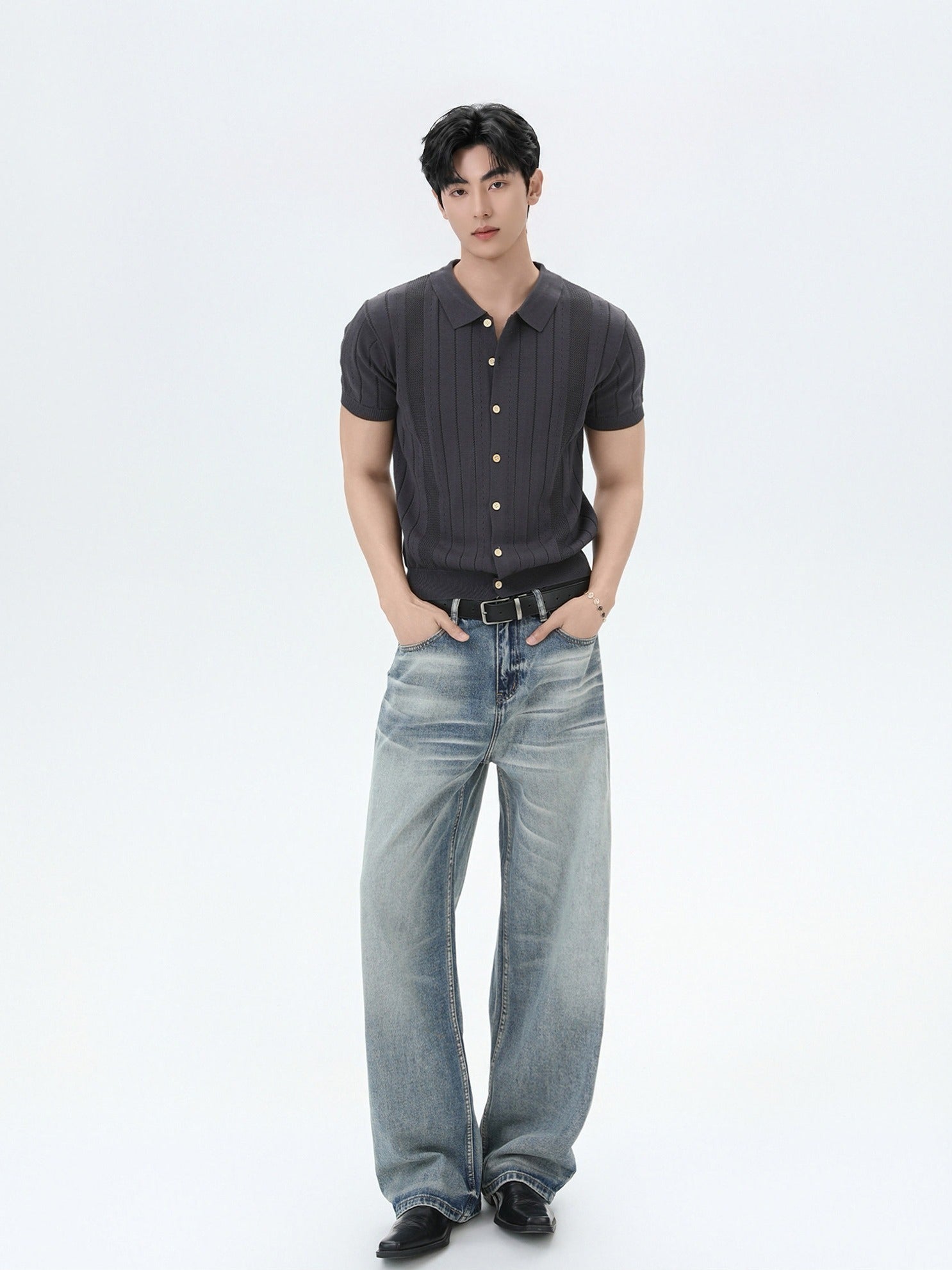 BNB Vertical Ribbed Knit Polo (3color)