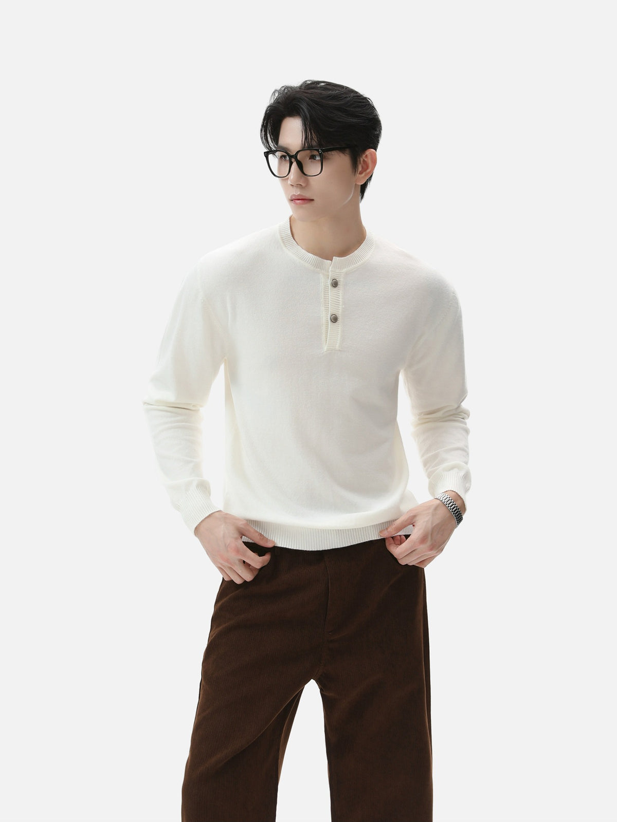 BNB Frame-Drape Knit Henley (3colors)