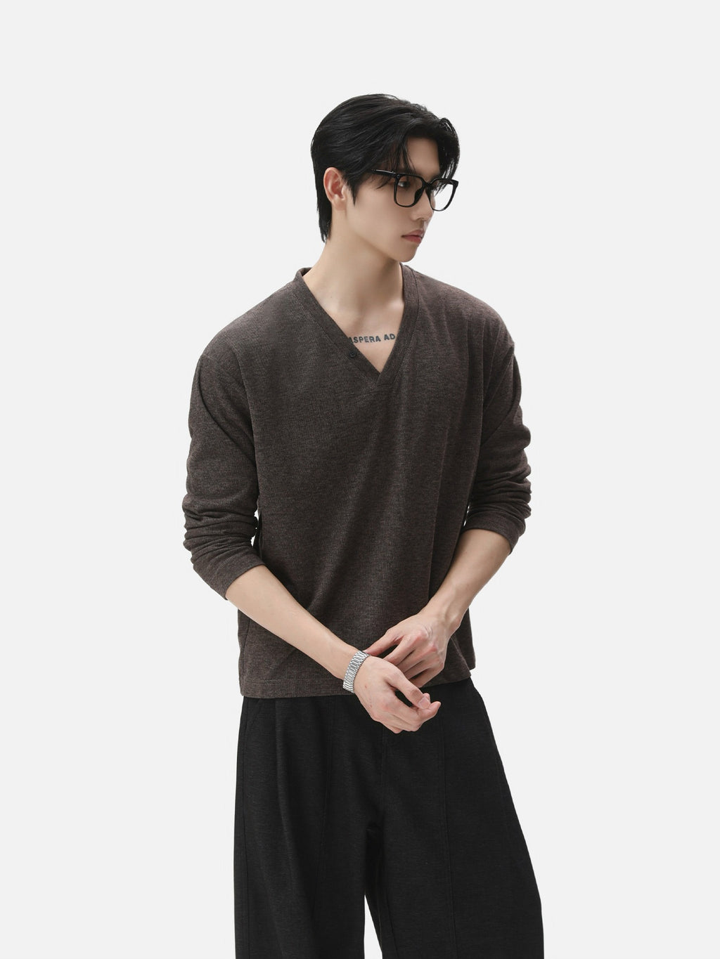 BNB Drape Relax V-Neck Long Sleeve (2colors)