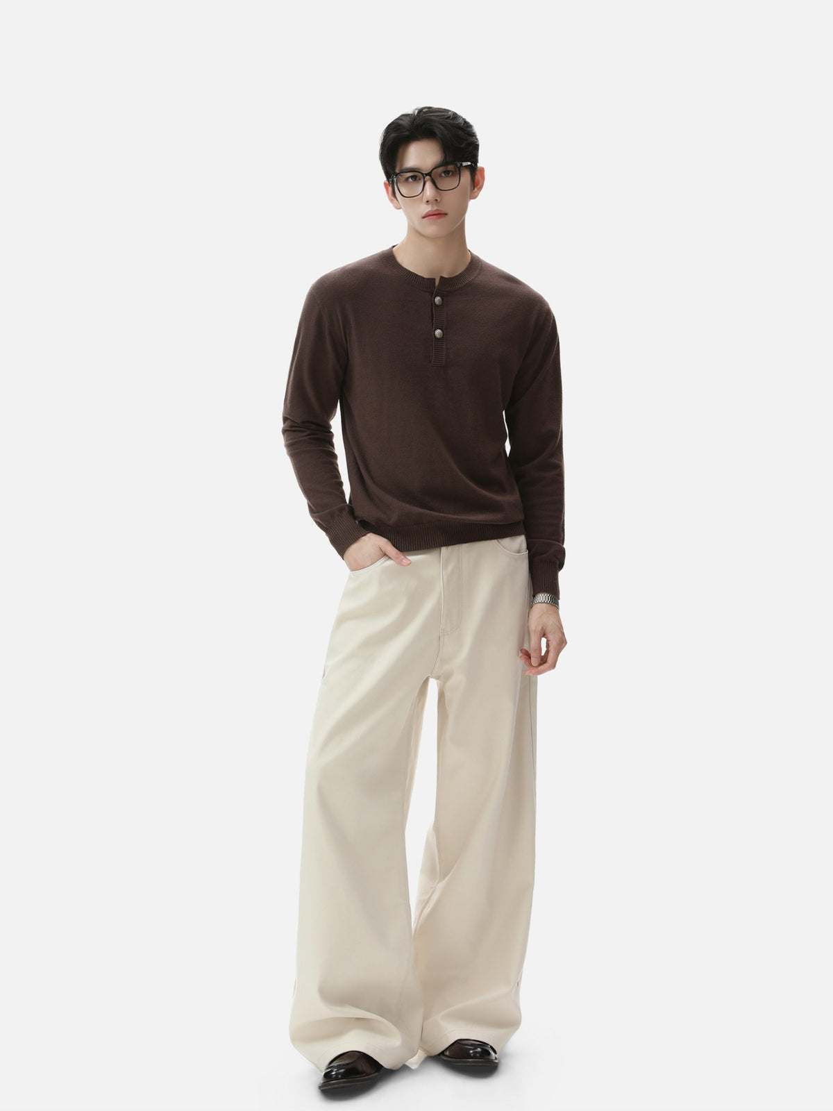 BNB Frame-Drape Knit Henley (3colors)