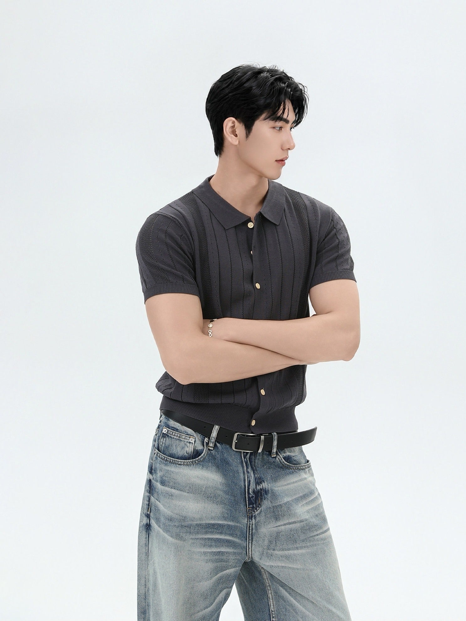 BNB Vertical Ribbed Knit Polo (3color)