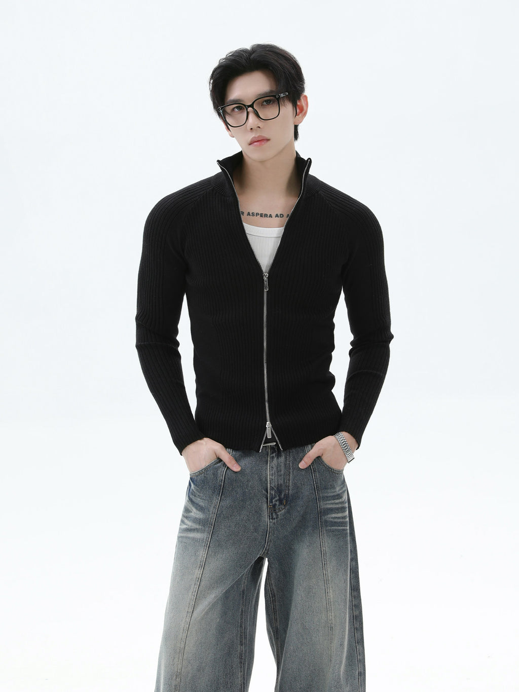 BNB Perfect Rib Zip Stund Collar Knit (3color)