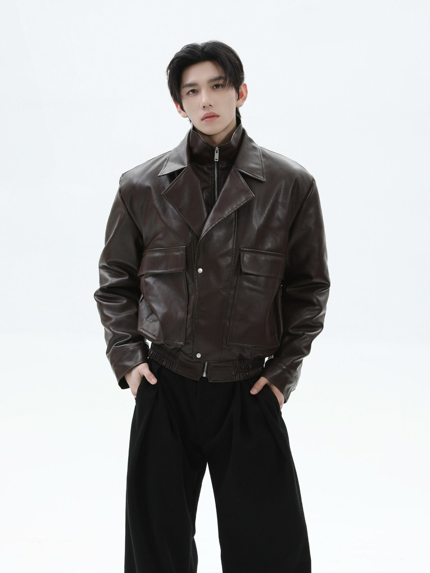 BNB Perfect Hard Form Leather Jacket (2color)