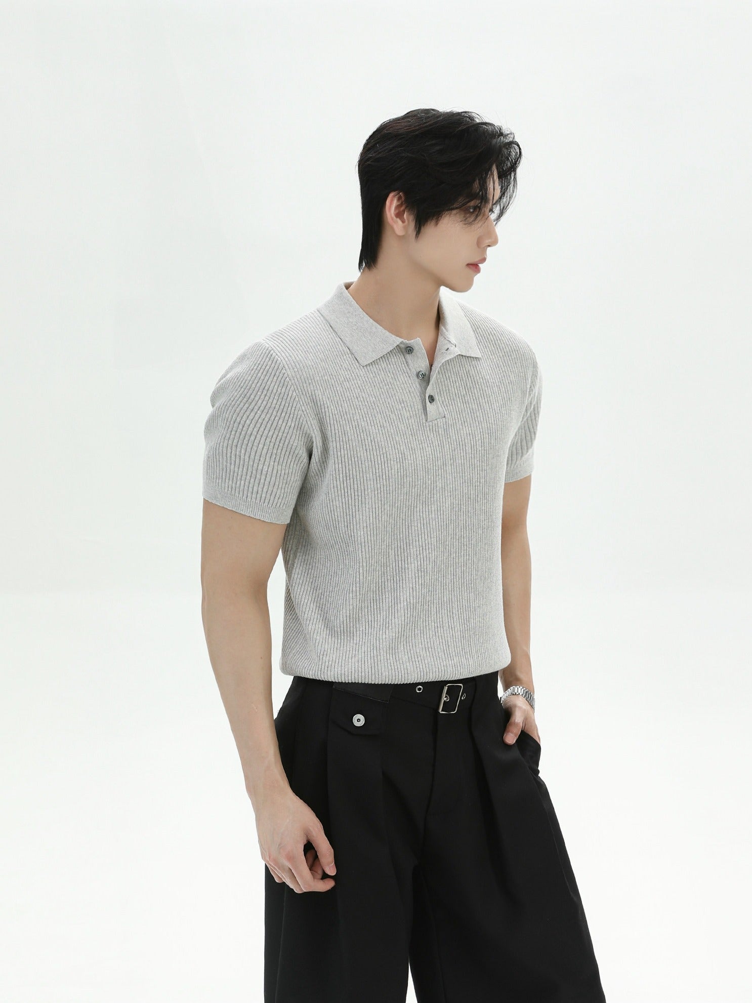 BNB Perfect Rib Half Polo Knit (2color)
