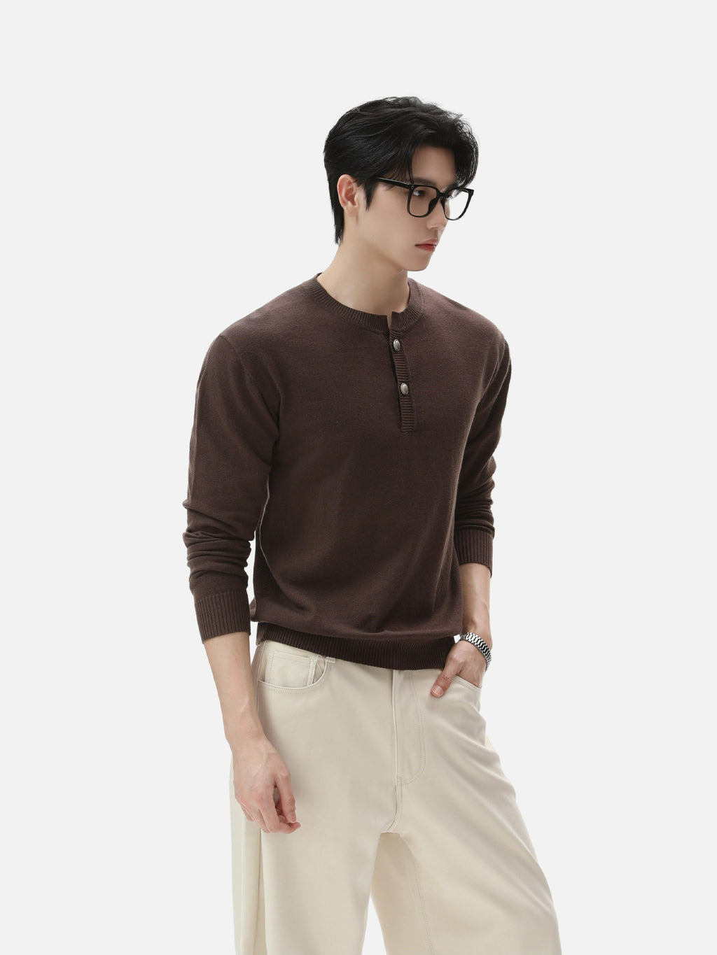 BNB Frame-Drape Knit Henley (3colors)