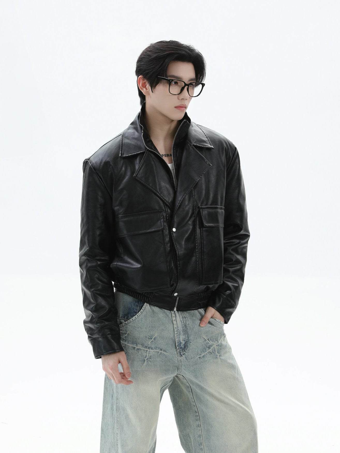 BNB Perfect Hard Form Leather Jacket (2color)