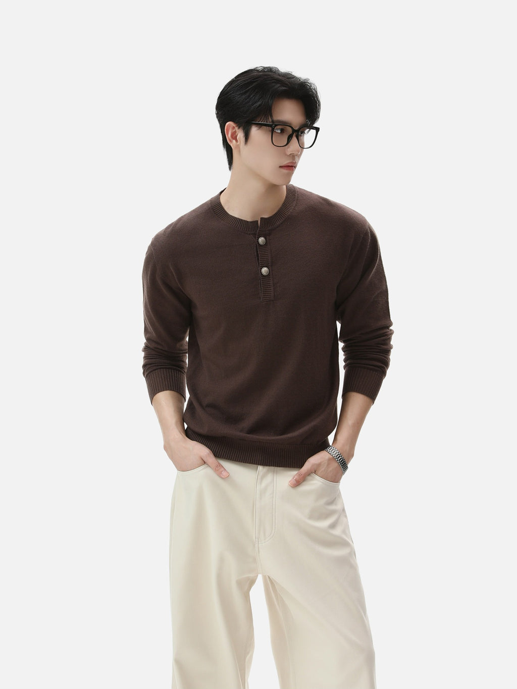 BNB Frame-Drape Knit Henley (3colors)