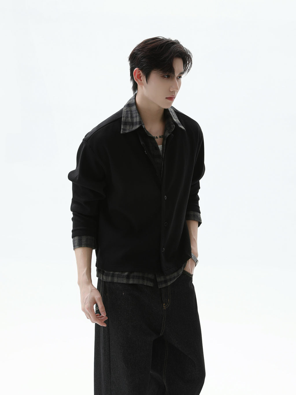 BNB Perfect Check Layered Shirt Jacket (2color)