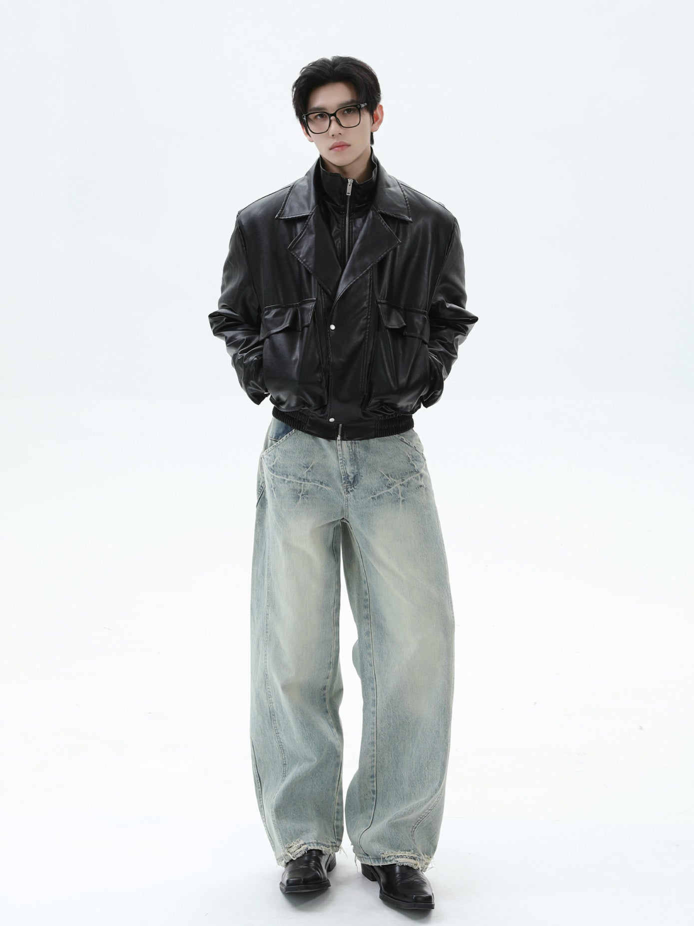 BNB Perfect Hard Form Leather Jacket (2color)