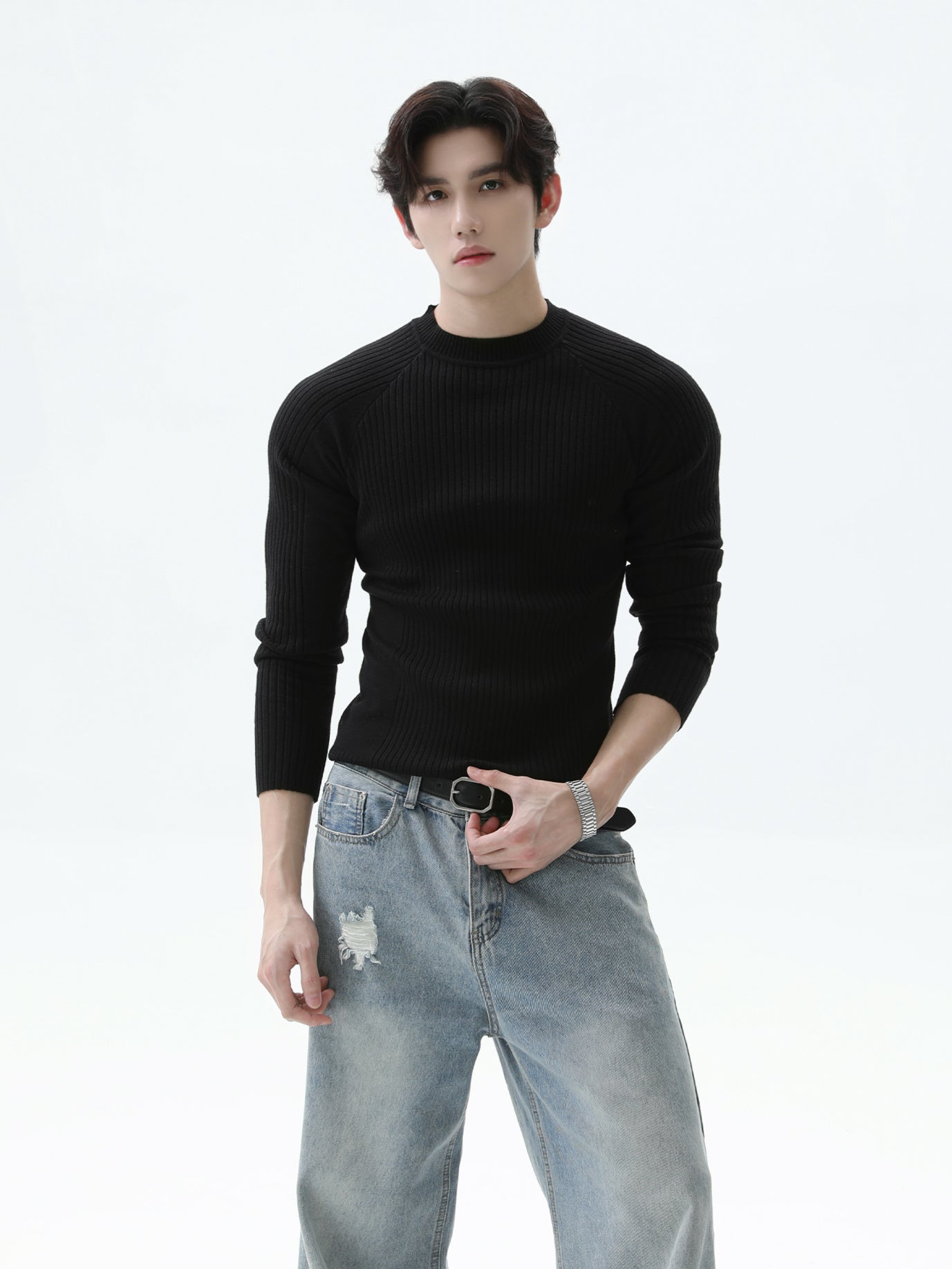 BNB Perfect Essential Rib Mock Knit (4color)