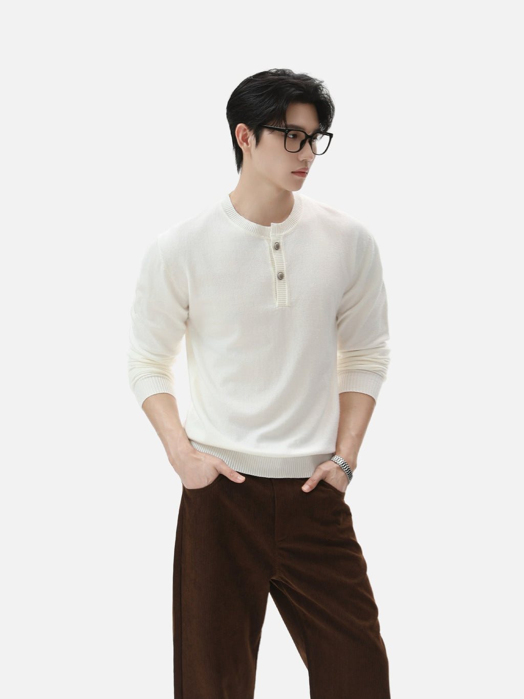 BNB Frame-Drape Knit Henley (3colors)