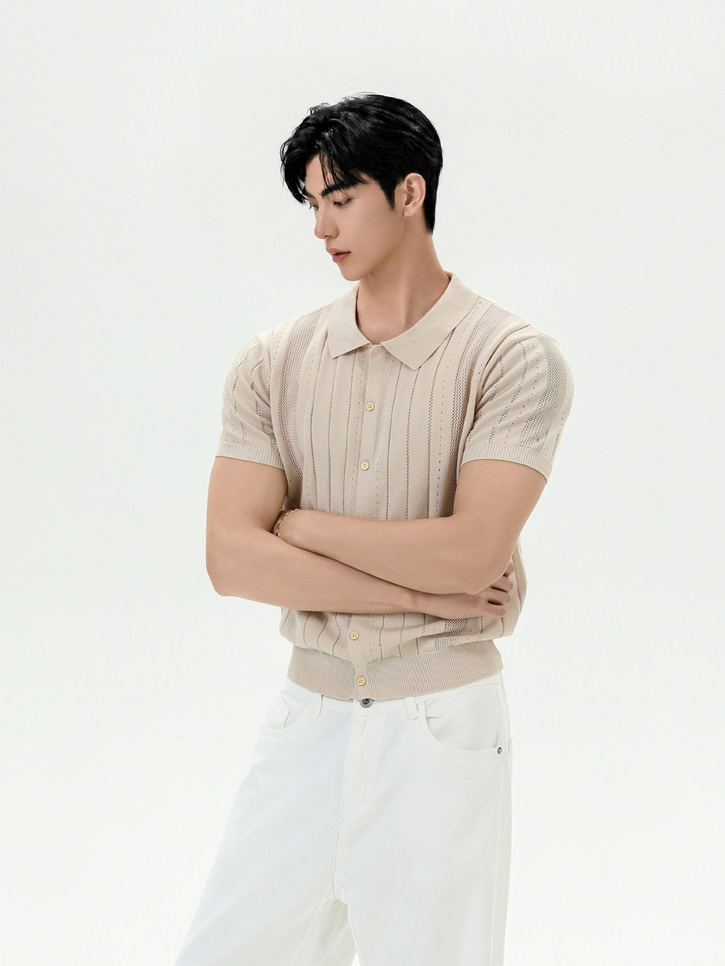 BNB Vertical Ribbed Knit Polo (3color)