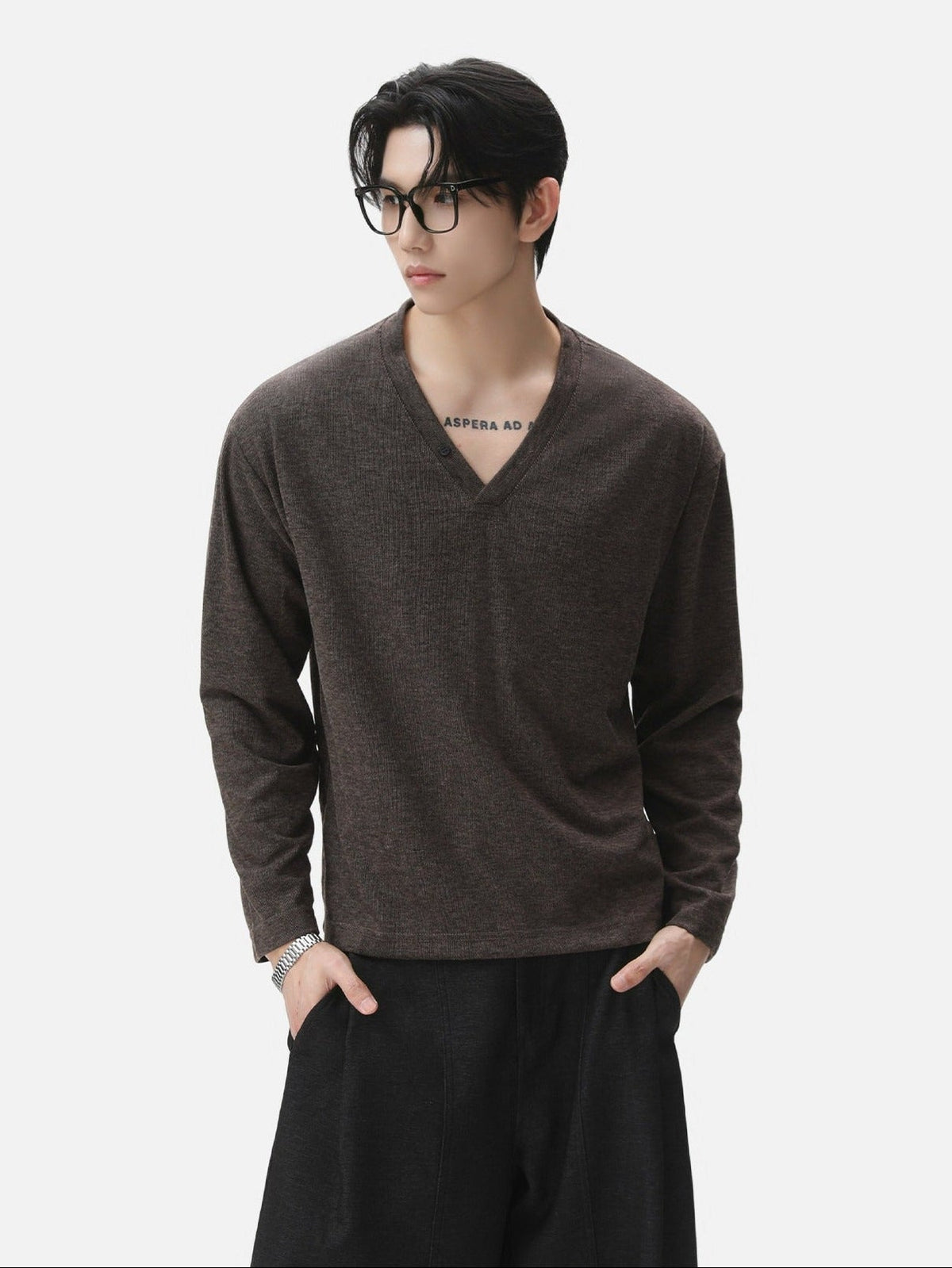 BNB Drape Relax V-Neck Long Sleeve (2colors)