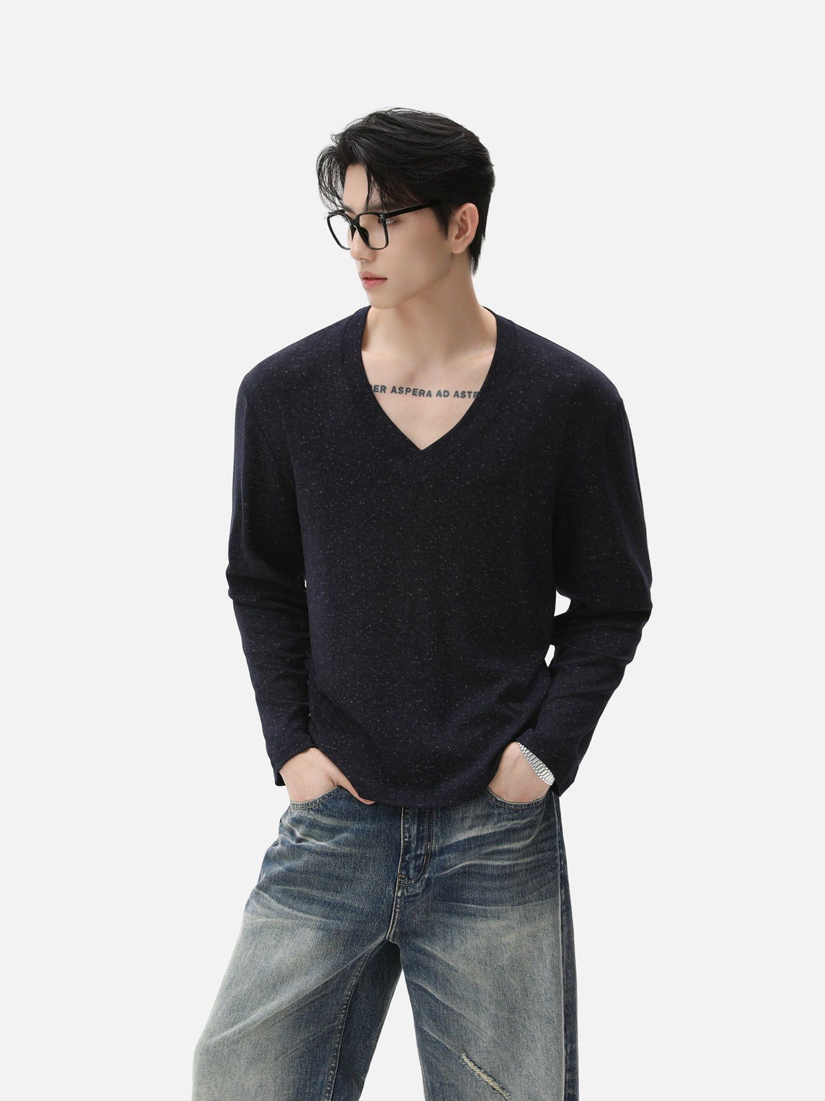 BNB Sculpt Heather V-Neck Tee (3colors)